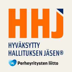HHJ –Hyväksytty hallituksen jäsen Perheyritys -logo.